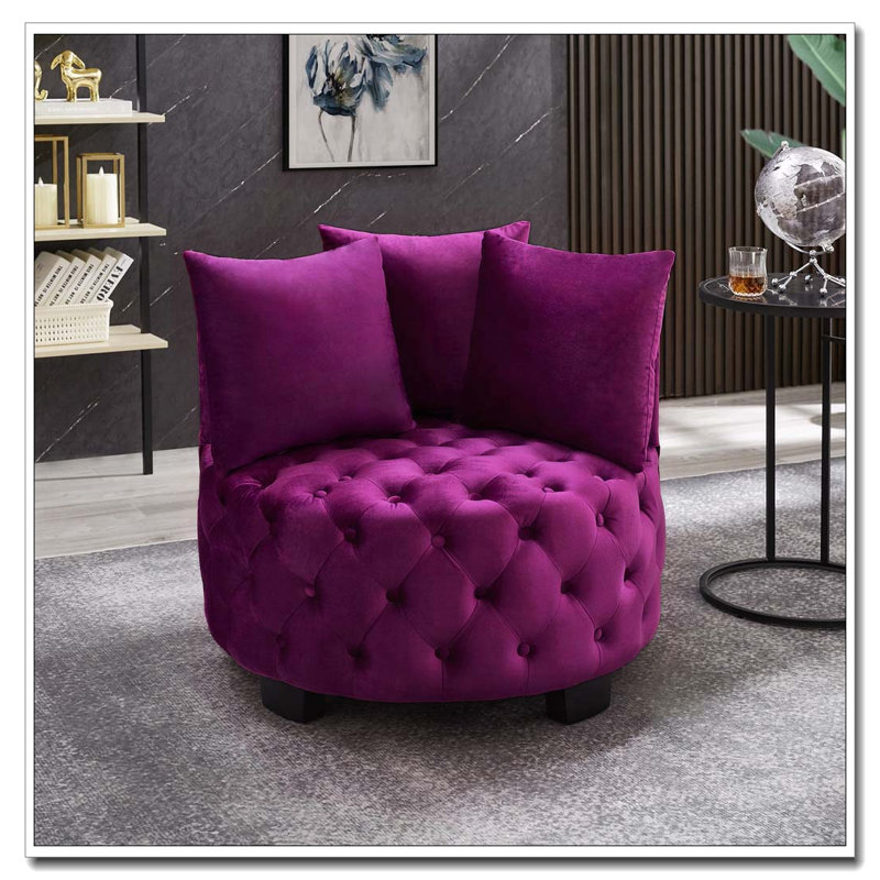Chaise pivotante rembourrée et capitonnée, Violet
