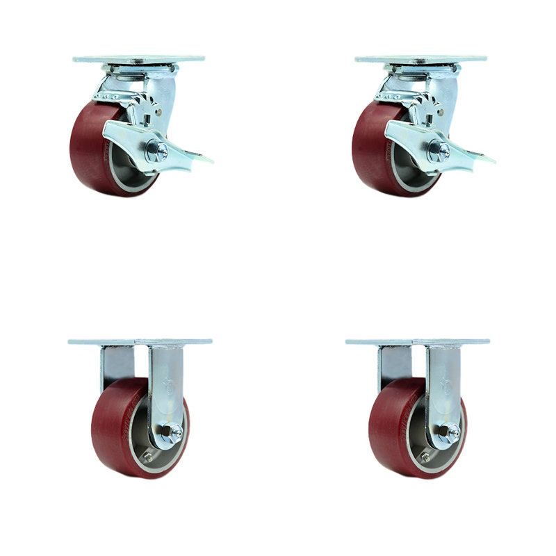 4 Piece Poly on Aluminum Caster Set