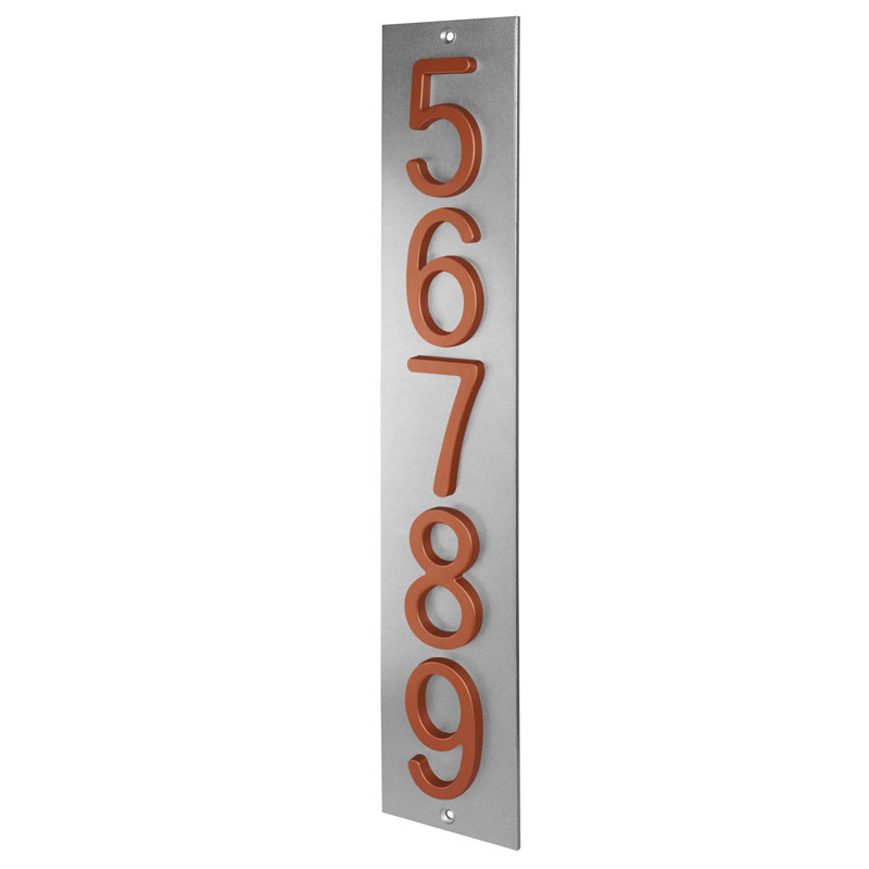 Plaque d'adresse verticale en aluminium Royal Shade, Cuivre, Argent argent, Oui