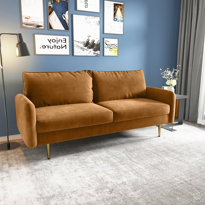 Siniard 70'' Upholstered Sofa, Ginger Velvet, 33.1" H X 70" W X 31.7" D