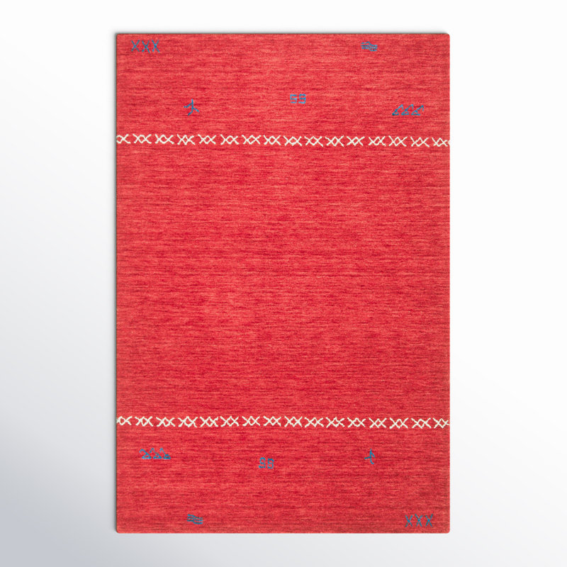 Santiago Handmade Wool Red Rug, Rectangle 2' x 3'