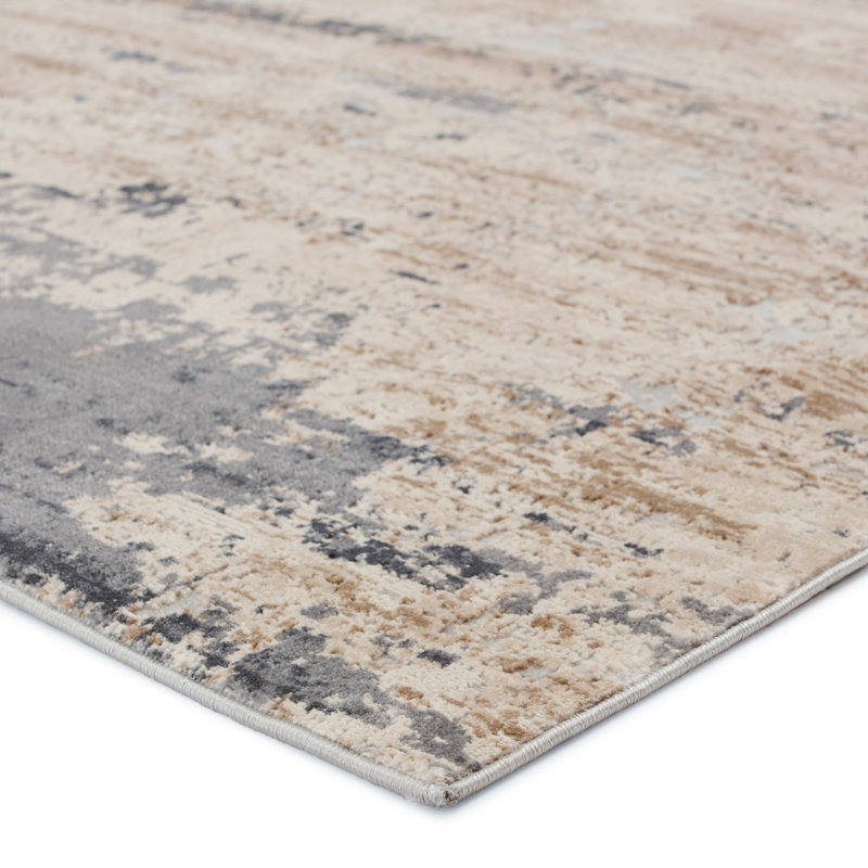 Tapis abstrait beige / gris, Rectangle 10 pi x 14 pi