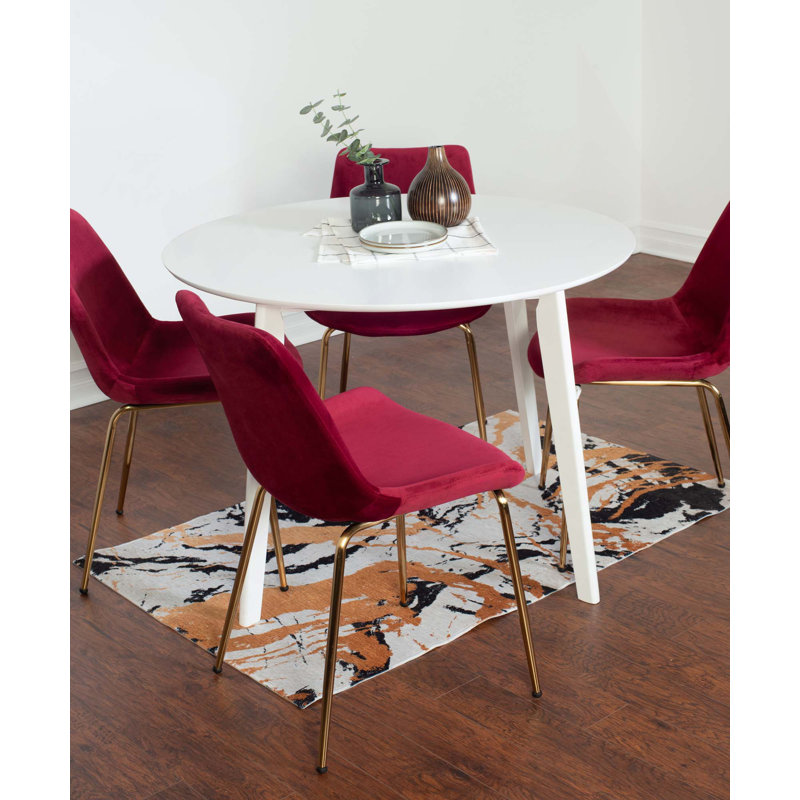 Aufurr Contemporary Dining Set, White Round Dining Table with Chairs,Round Table Top,dining table set,dining room set, Red
