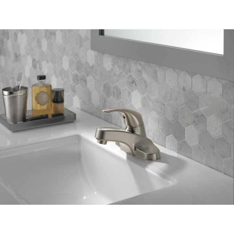 Centerset Single-handle Bathroom Faucet with Drain Assembly, Brushed Nickel