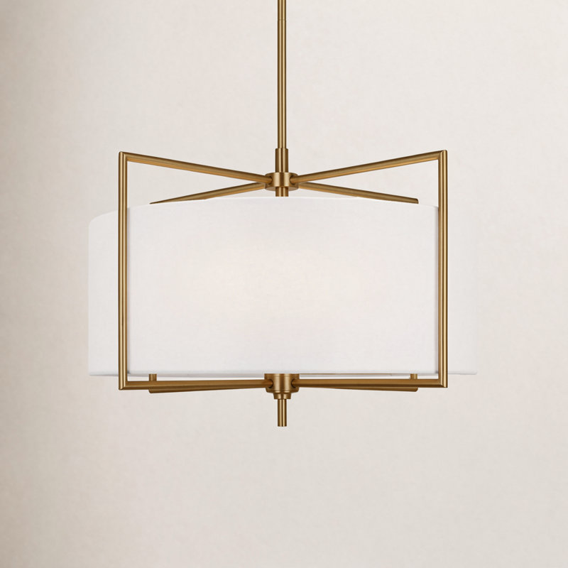 Luminaire suspendu tambour 1 lumière Nolia Framlingham, H 15,63 po x l 23,25 po x P 23,25 po, Bronze brillant