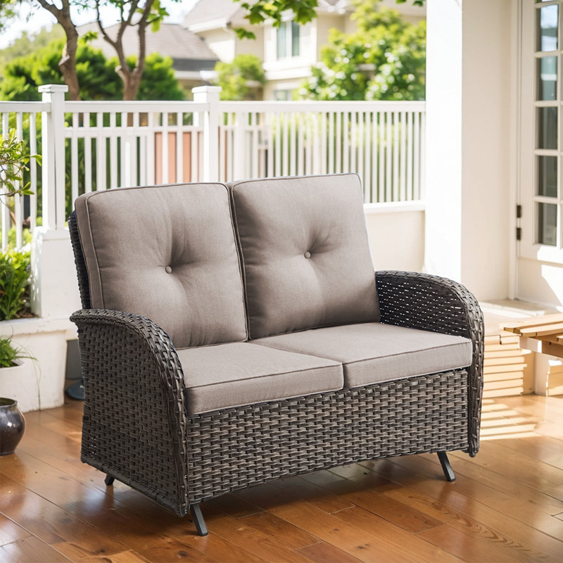 Fauteuil coulissant avec coussins Durtche, Gris, Brun