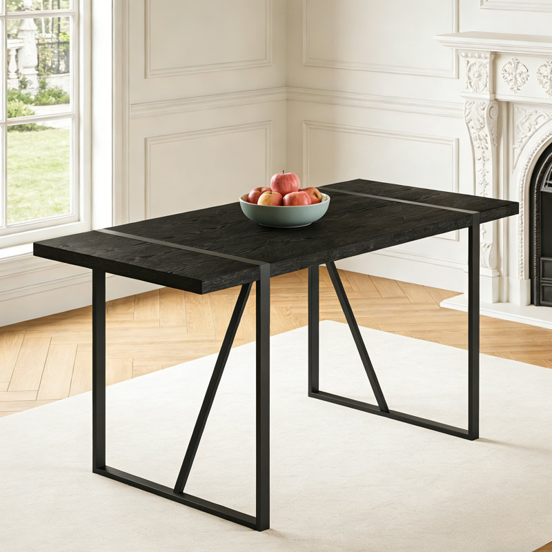 Table de salle à manger rectangulaire pour 4 à 6 personnes avec pieds en métal