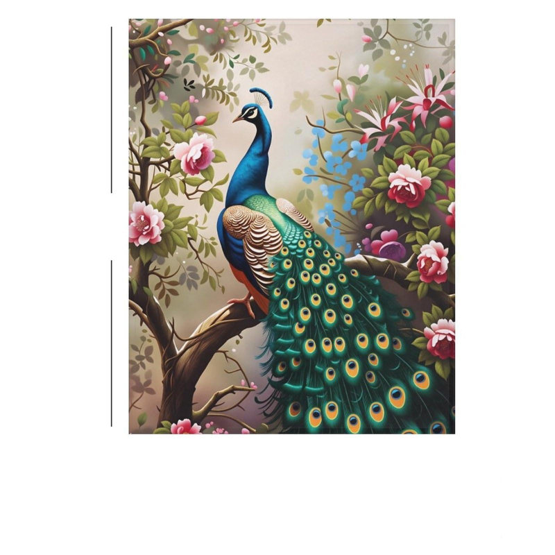 Jeté en flanelle Peacock Flowers, 50" L x 40" W