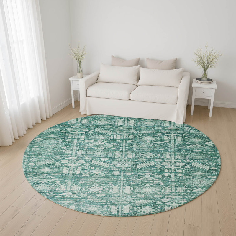 Premium Machine Washable Verlin AMF1771 Global Rug, Round 8'