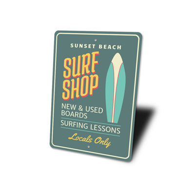Beach Surf Shop Aluminum Sign