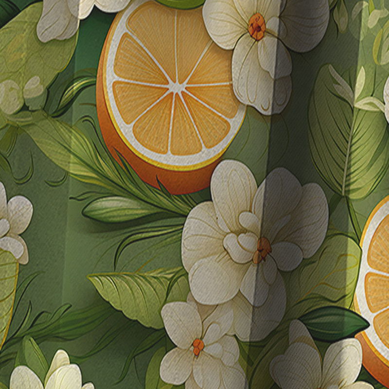 Motif tropical de citron - Rideau floral - Rideau occultant - 1 panneau, L 52 po x L 84 po