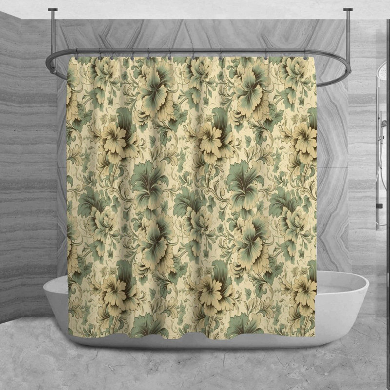 Rideau de douche à motif floral mozetta, H 93 po x l 70 po