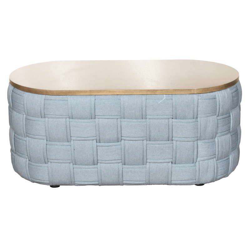 Table basse bleu sarcelle, plateau de table épais de 15 mm à toutes fins, forme ronde agréable, tissu texturé doux, plateau de table au fini bois naturel, conversation pratique et chaleureuse