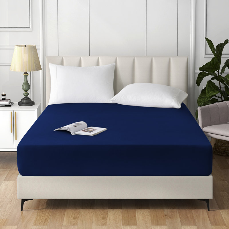 Extra Deep Pocket Microfiber Solid Fitted Sheet, Full/Double, Navy