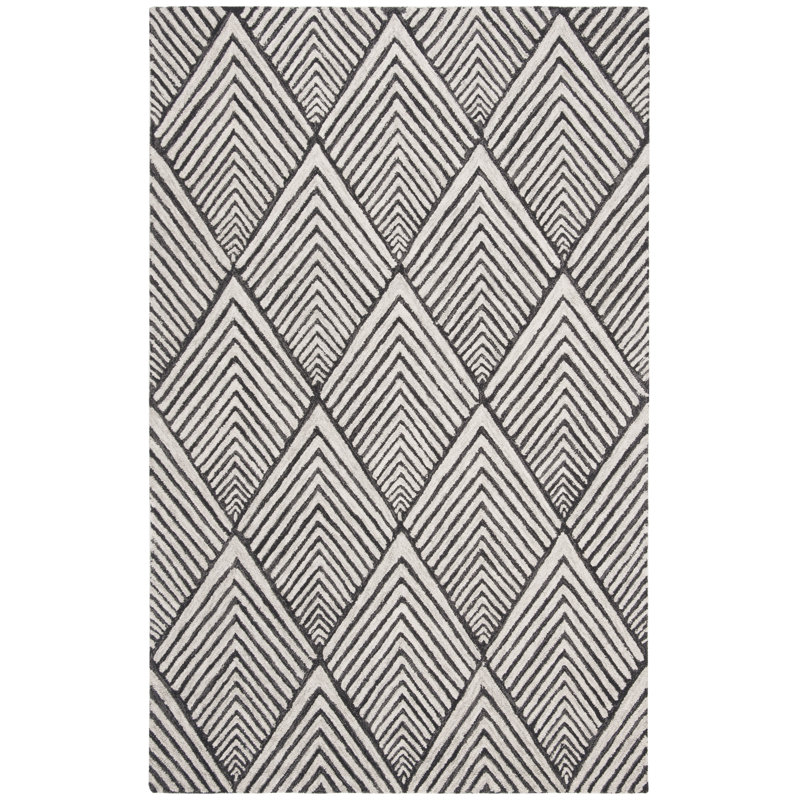 Tapis gris anthracite / ivoire en laine touffeté à la main Rossville, Rectangle 6 pi x 9 pi
