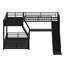 Lit superposé en L avec lit mezzanine, lit superposé triple en métal avec glissade et ports USB-1444375922