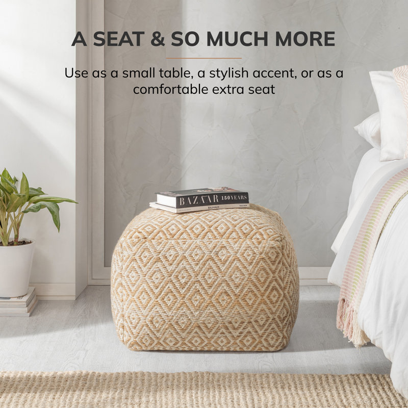 Flintridge Upholstered Pouf, Mustard