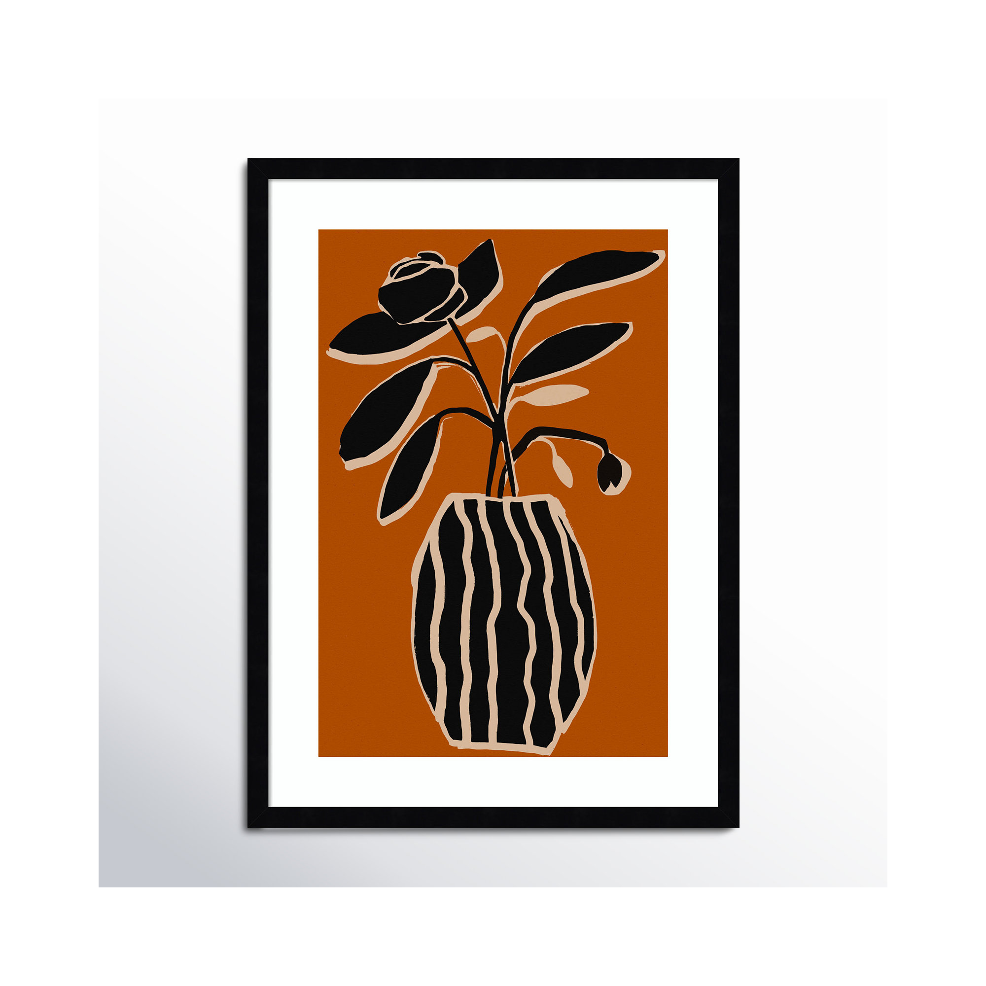 Ochre Still Life No 5 by Treechild, 25" H x 19" W x 1" D, Black Framed