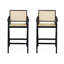 Tabouret de bar moderne et minimaliste avec siège canne et structure en bois massif, parfait pour les cuisines et les bars contemporains-237705582