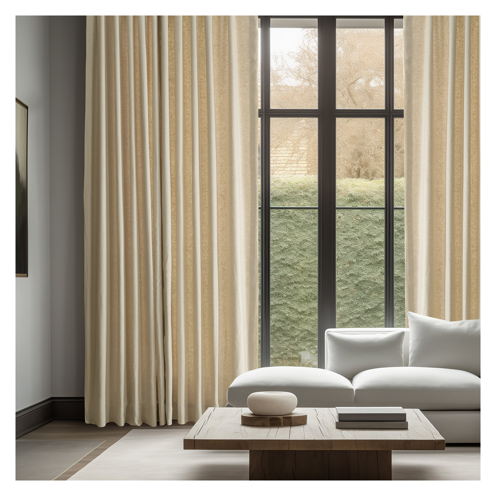 Briella French Linen Room Darkening Curtain, Walnut Beige, 50" W x 84" L