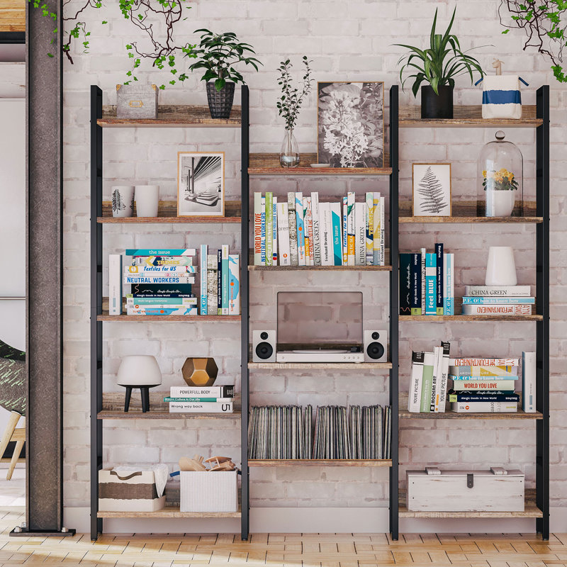 Nadaba Etagere Bookcase, Industrial Brown/Black