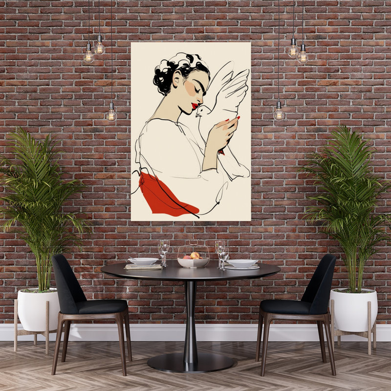 Dove Embrace Modern Bird Wall Art Print, 152.4cm H x 101.6cm W