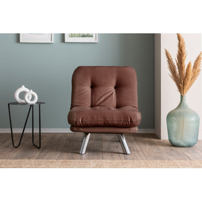 Canapé-lit 1 place brun clair, dossier multi-positions | Structure 100% métal, tissu en lin facile à nettoyer | Dimensions: 20,5 po x 27,6 po x 15,7 po | Rembourrage en fibre de silicone 400 g / m², capacité de 220 lb | Parfait pour les petits espaces et les invités