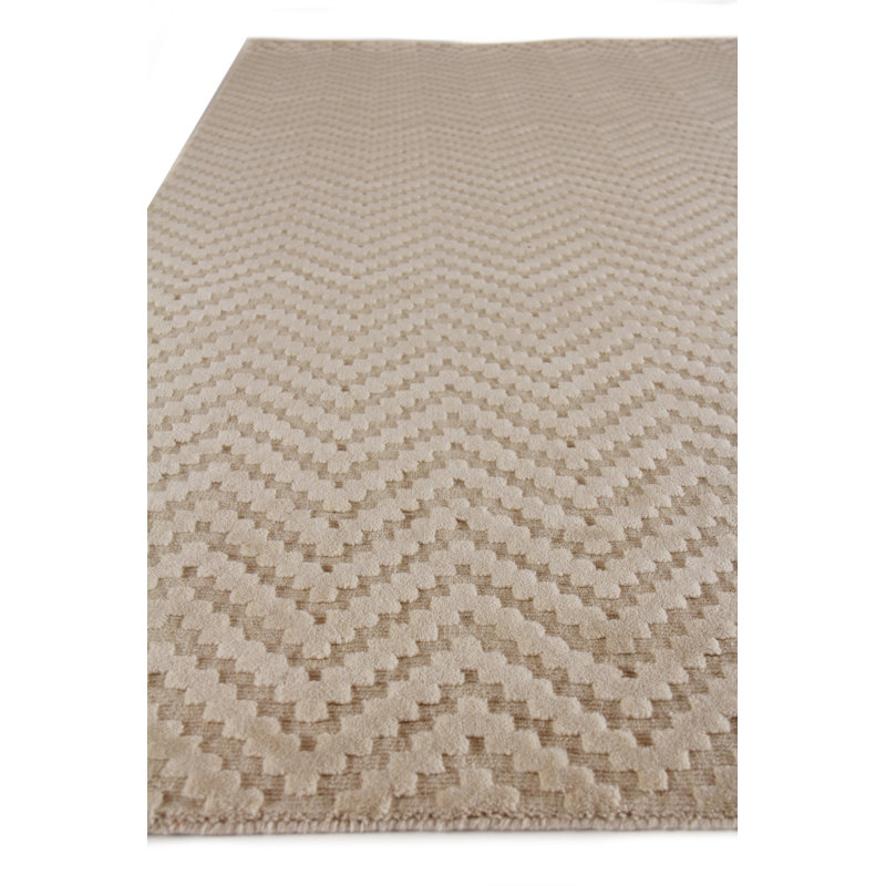 Demani Wool Chevron Area Rug in Linen, Rectangle 14' x 18'