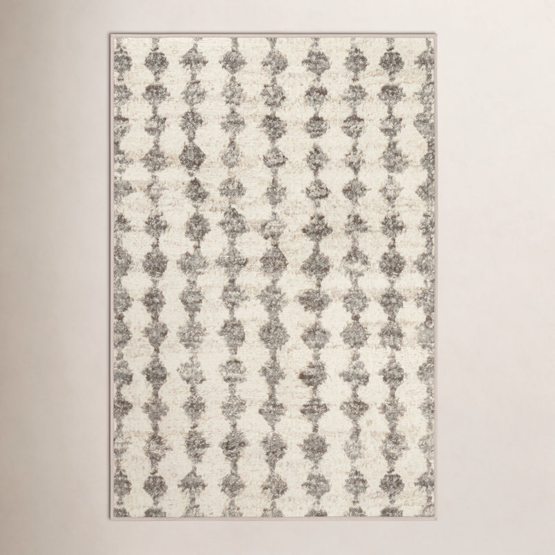 Izzy Grey Machine Printed Washable Rug, Rectangle 6' x 9'