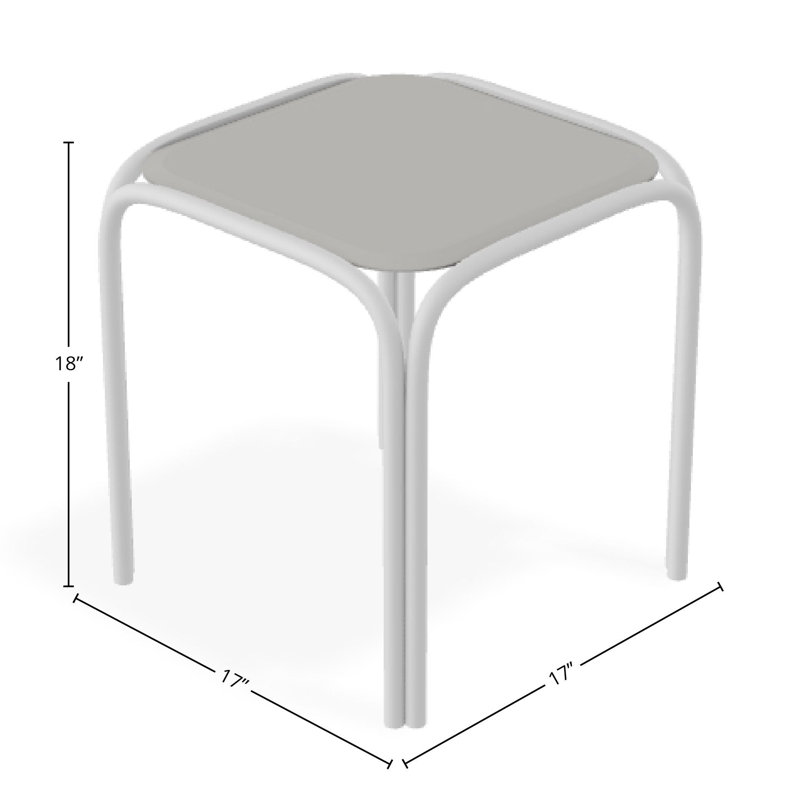 Outdoor Square Side Table, White/White
