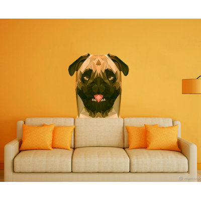 Décalcomanie murale chien carlin polygonale