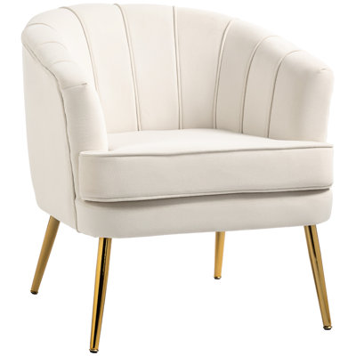 Fauteuil d'appoint en tissu avec pieds en métal doré pour chambre à coucher 