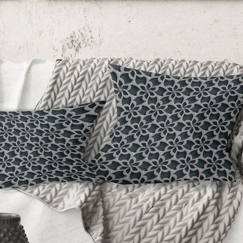 Motif floral de fond 3D. - Coussin Mid-Century, 18 po x 18 po