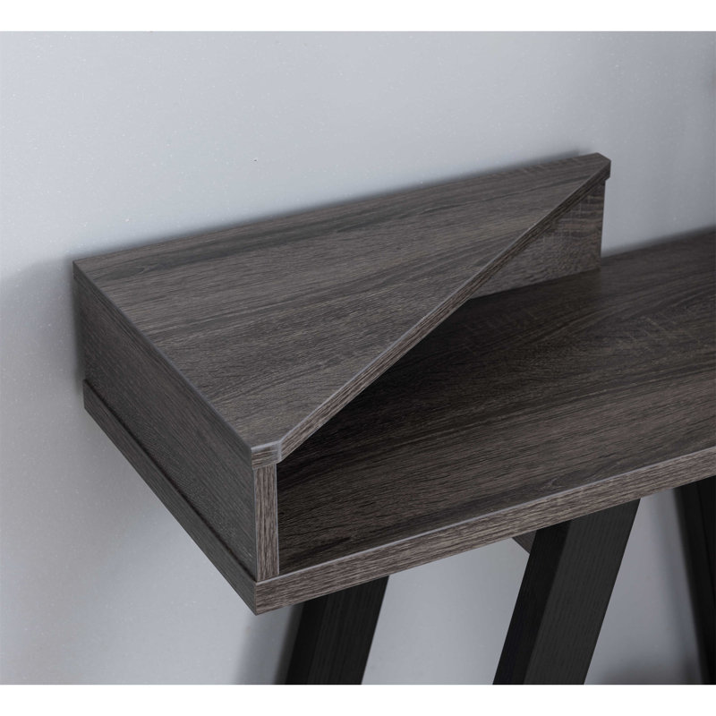 Contemporary Two Toned Console Table With Two Shelves - Black & Grey, Gray/Black