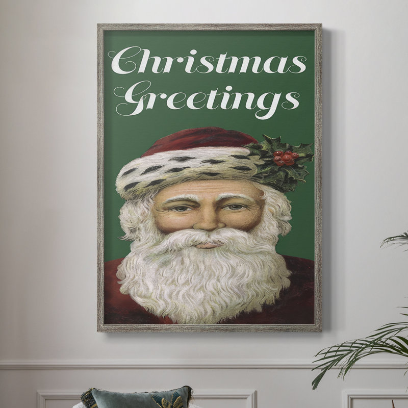 «Retro Santa Claus I», reproduction encadrée - bois massif, H 15 po x l 12 po
