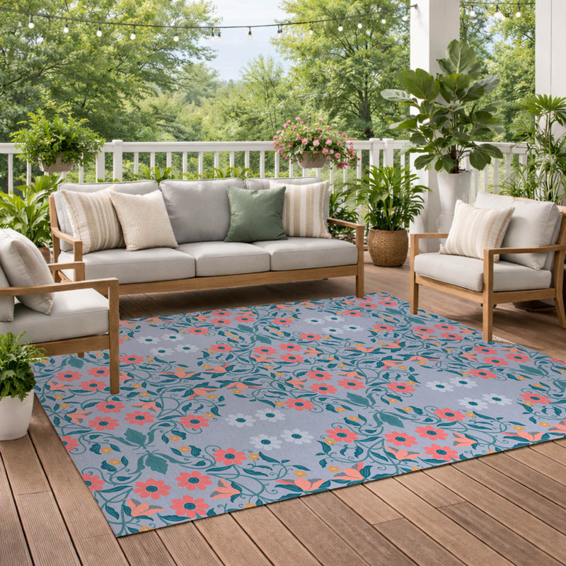 Millie Soft Step Outdoor Area Rug, Rectangle 10' x 8', Periwinkle