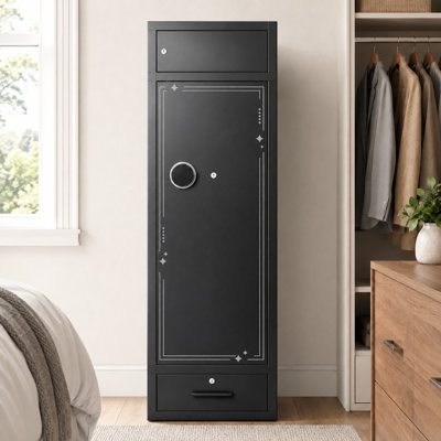 15-17 Gun Safe, Large Capacity Rifle and Pistol Safe for Home, Long Gun Cabinet with Handgun Rack, Rifle Rack, and Drawer (Unassembled)