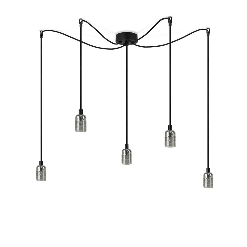 Bi 5 - Light Cluster Pendant, Glossy Nickel/Black nut