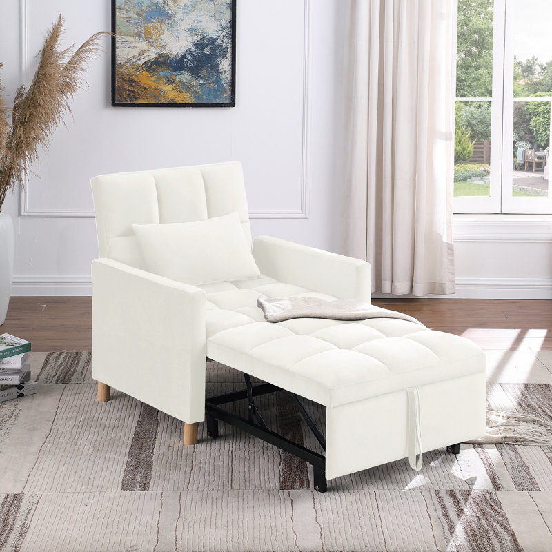 Multi-Functional Sleeper Chair With Soft Velvet Fabric