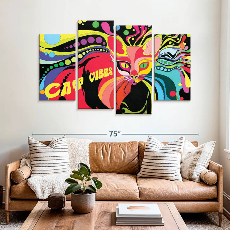 Brampt Psychedelic Cat Vibes, 42" H x 68" W