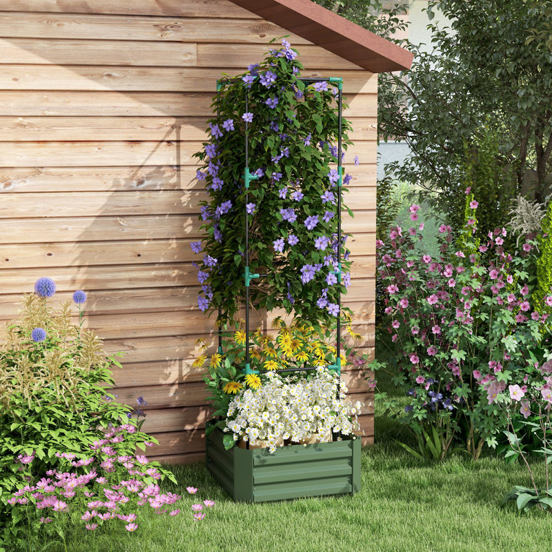 Outsunny Galvanized Raised Garden Bed, Green