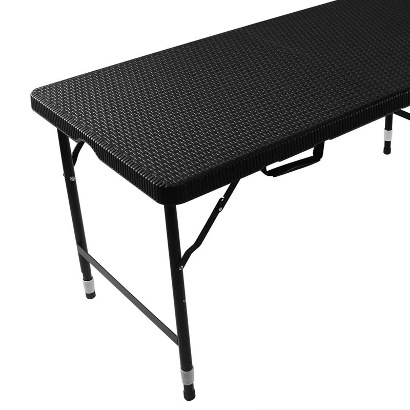 Table pliante de rotin 4Ft, table portative extérieure d'intérieur pour camper, Noir