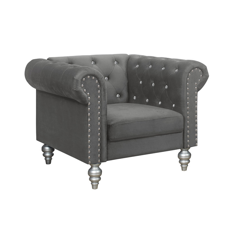 Fauteuil club Jacameron, Velours gris