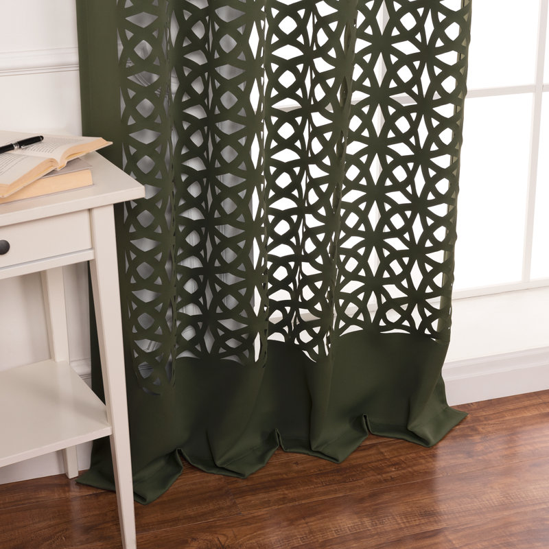 Paire de rideaux en polyester Aikeem, Moss