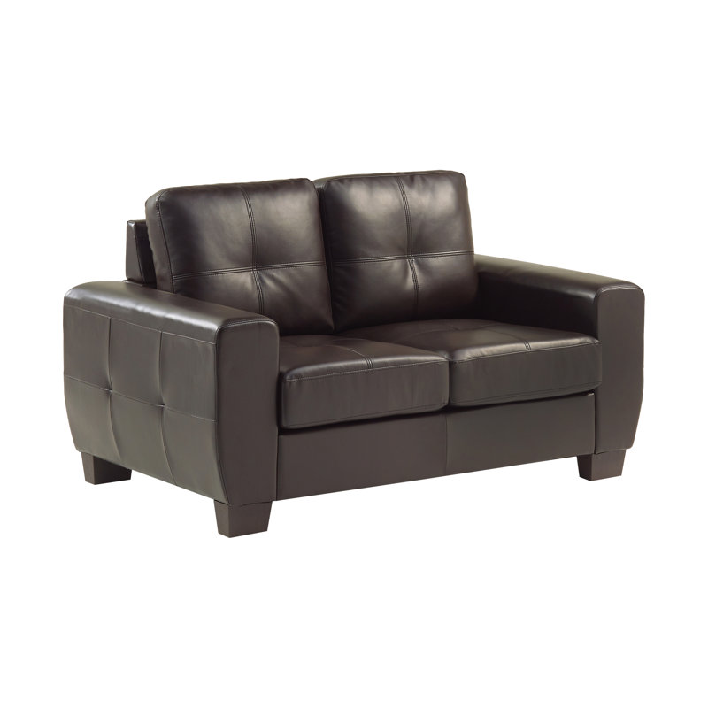 Gasper Faux Leather Loveseat, Brown