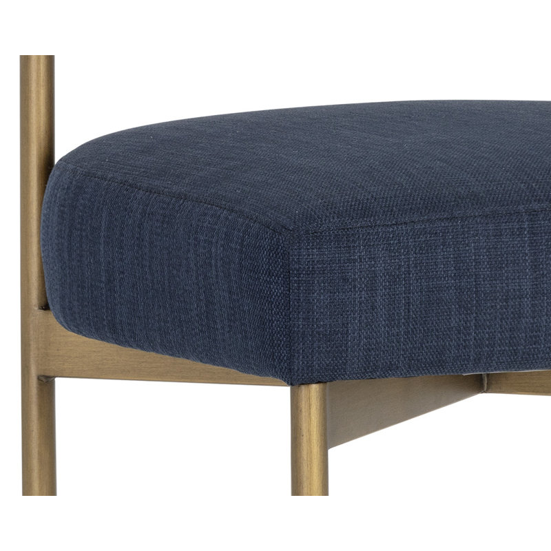 Seneca Upholstered Stool with Metal Frame, Blue