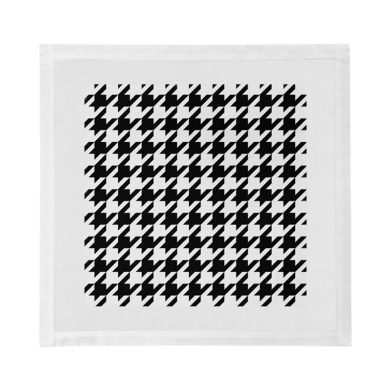 Houndstooth Cotton Blend Square Napkins, Black White