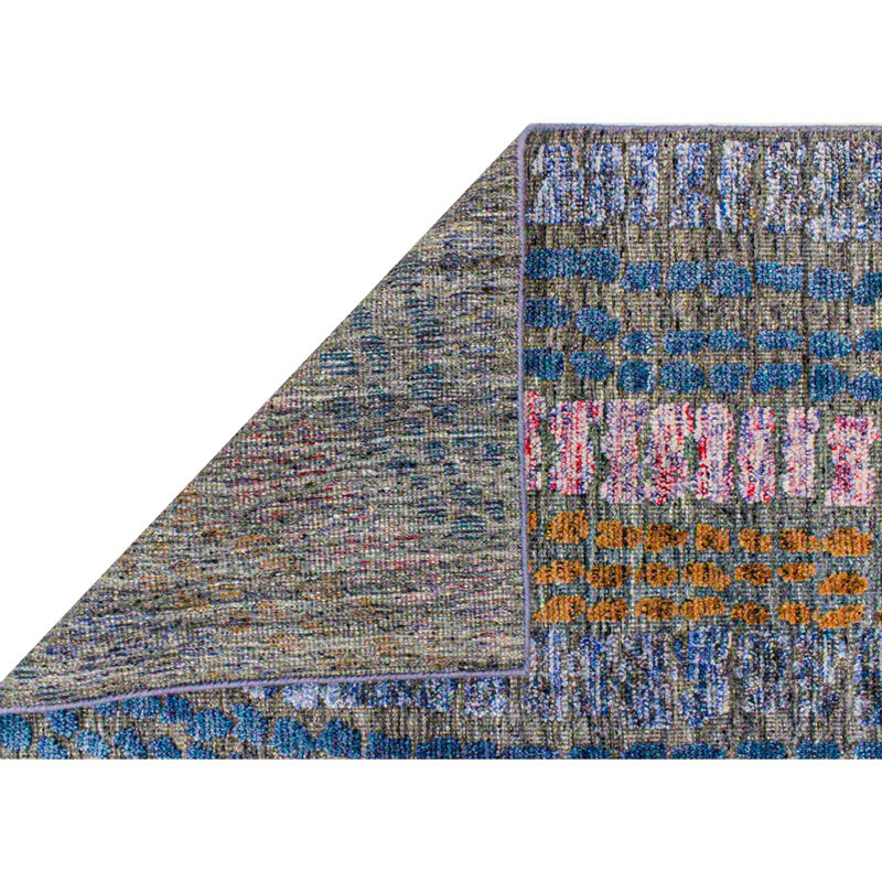 Hand Knotted Wool Striped Area Rug, Rectangle 8' x 10'
