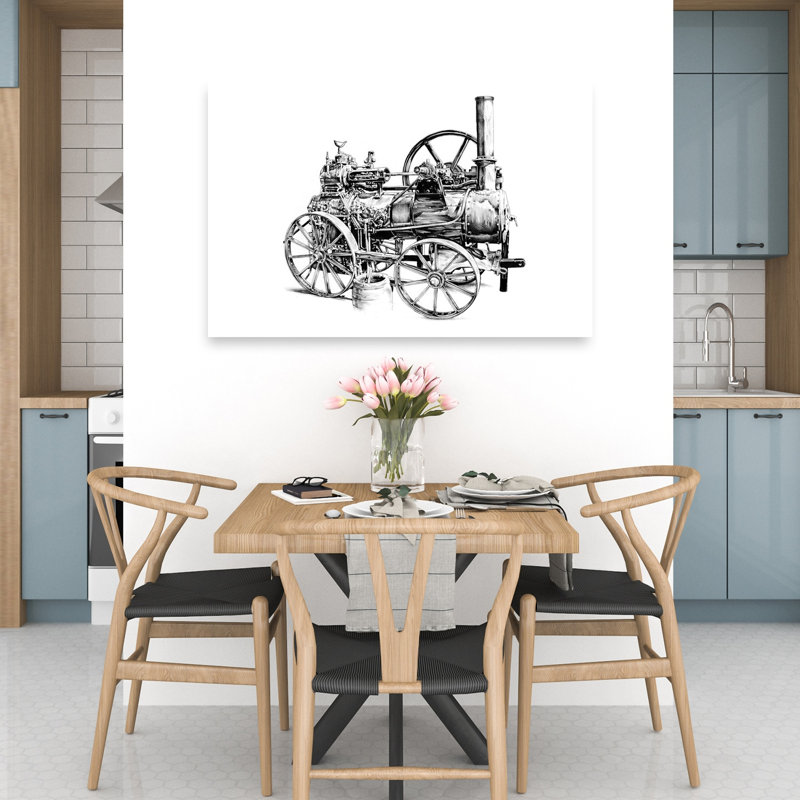 Affiche murale rétro classique industrielle représentant une machine à vapeur vintage, H 32 po x l 48 po