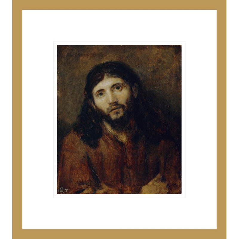 «Head of Christ» par Rembrandt van Rijn - Estampe numérique encadrée, H 15,35 po x l 13,75 po